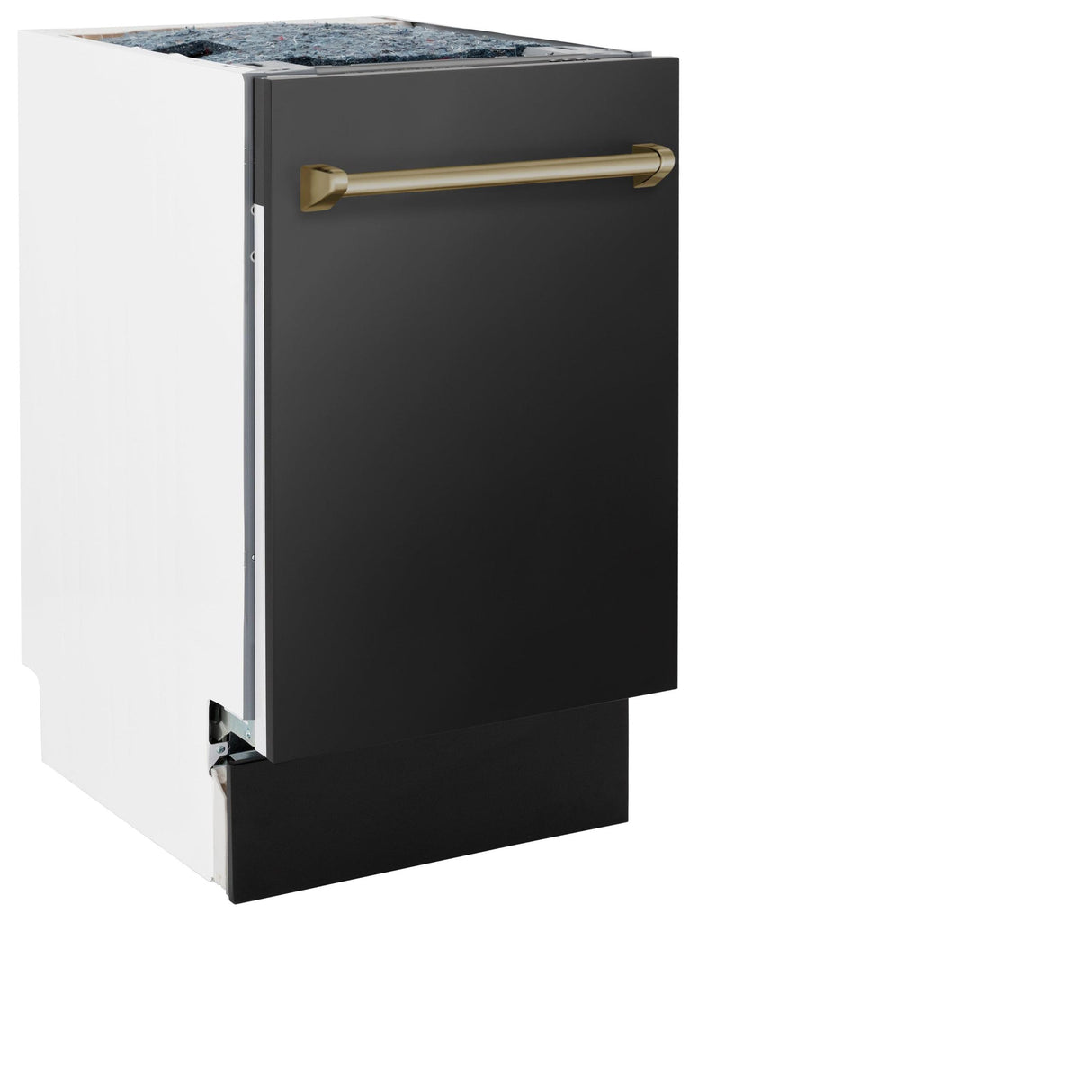 ZLINE Autograph Edition 18' Compact 3rd Rack Top Control Dishwasher in Black Stainless Steel with Accent Handle, 51dBa (DWVZ-BS-18) [Color: Champagne Bronze] - (DWVZBS18CB)