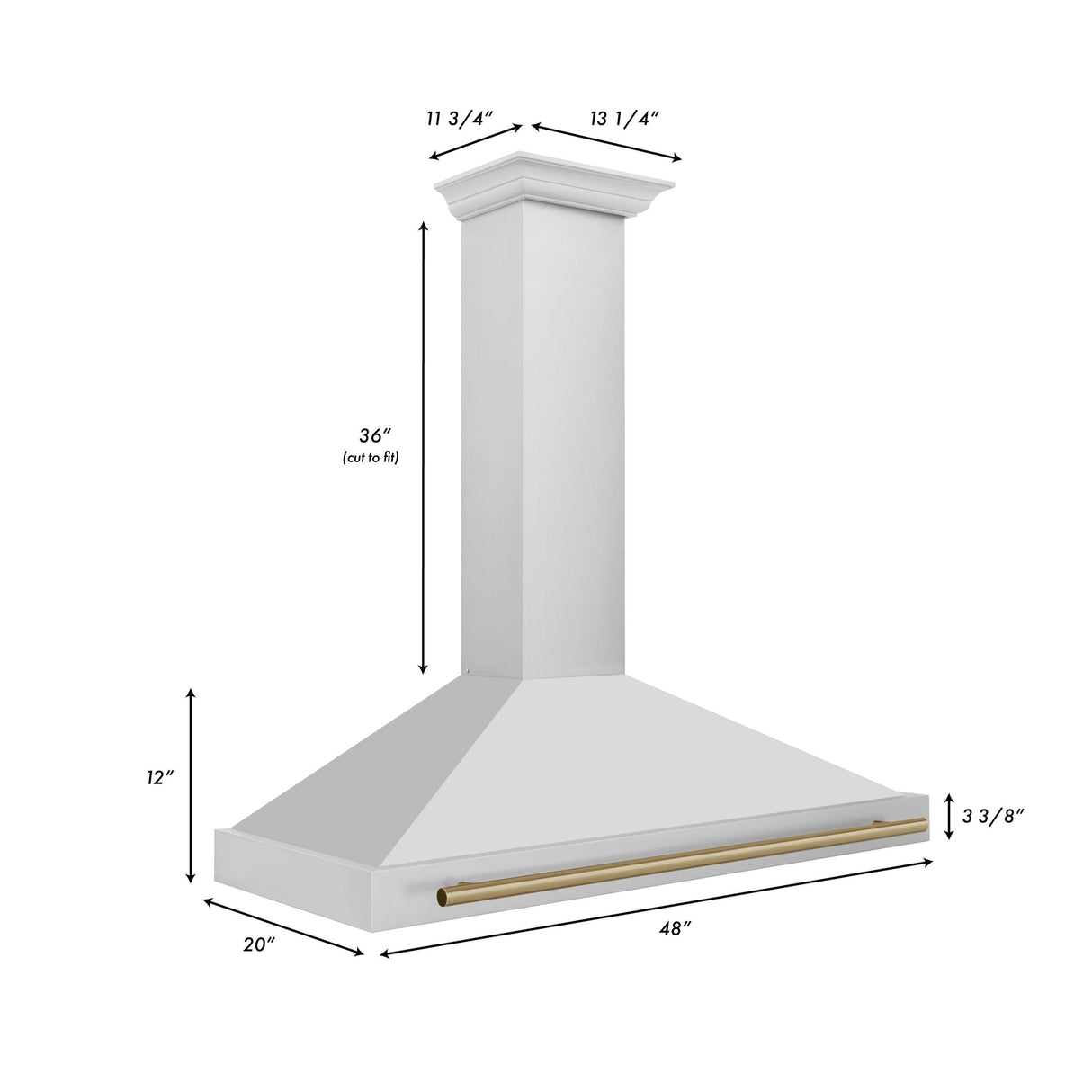 ZLINE 48 in. Autograph Edition Convertible Stainless Steel Range Hood with Stainless Steel Shell [Color: Champagne Bronze Accents] - (KB4STZ48CB)