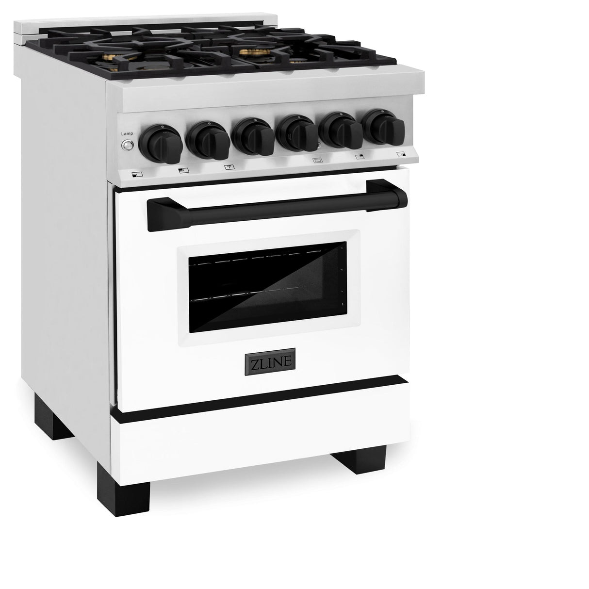 ZLINE Autograph Edition 24" 2.8 cu. ft. Dual Fuel Range with Gas Stove and Electric Oven in Stainless Steel with White Matte Door and Accents (RAZ-WM-24) [Color: Matte Black] - (RAZWM24MB)