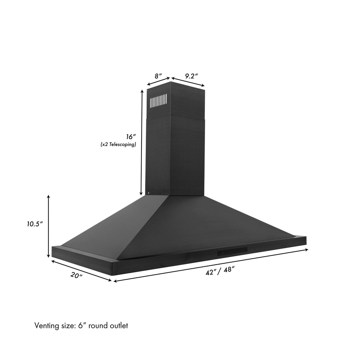 ZLINE Convertible Vent Wall Mount Range Hood in Black Stainless Steel (BSKBN) - (BSKBN24)