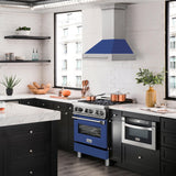 ZLINE 30 in. Stainless Steel Range Hood with Colored Shell Options and Stainless Steel Handle (8654STX-30) [Color: Blue Matte] - (8654STXBM30)