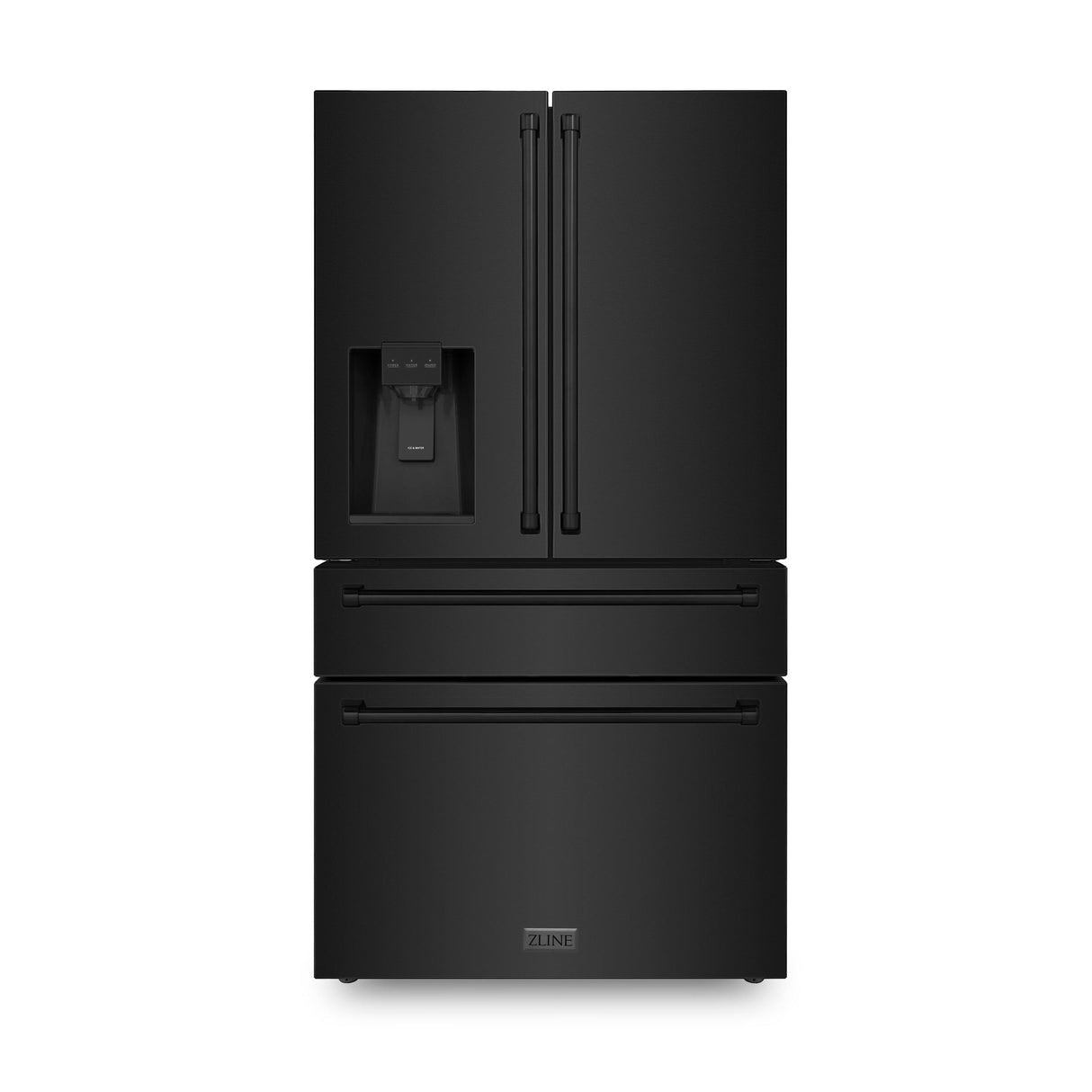 ZLINE 36" 21.6 cu. ft Freestanding French Door Refrigerator with Water and Ice Dispenser in Fingerprint Resistant Stainless Steel (RFM-W-36) [Color: Fingerprint Resistant Black Stainless Steel] - (RFMW36BS)