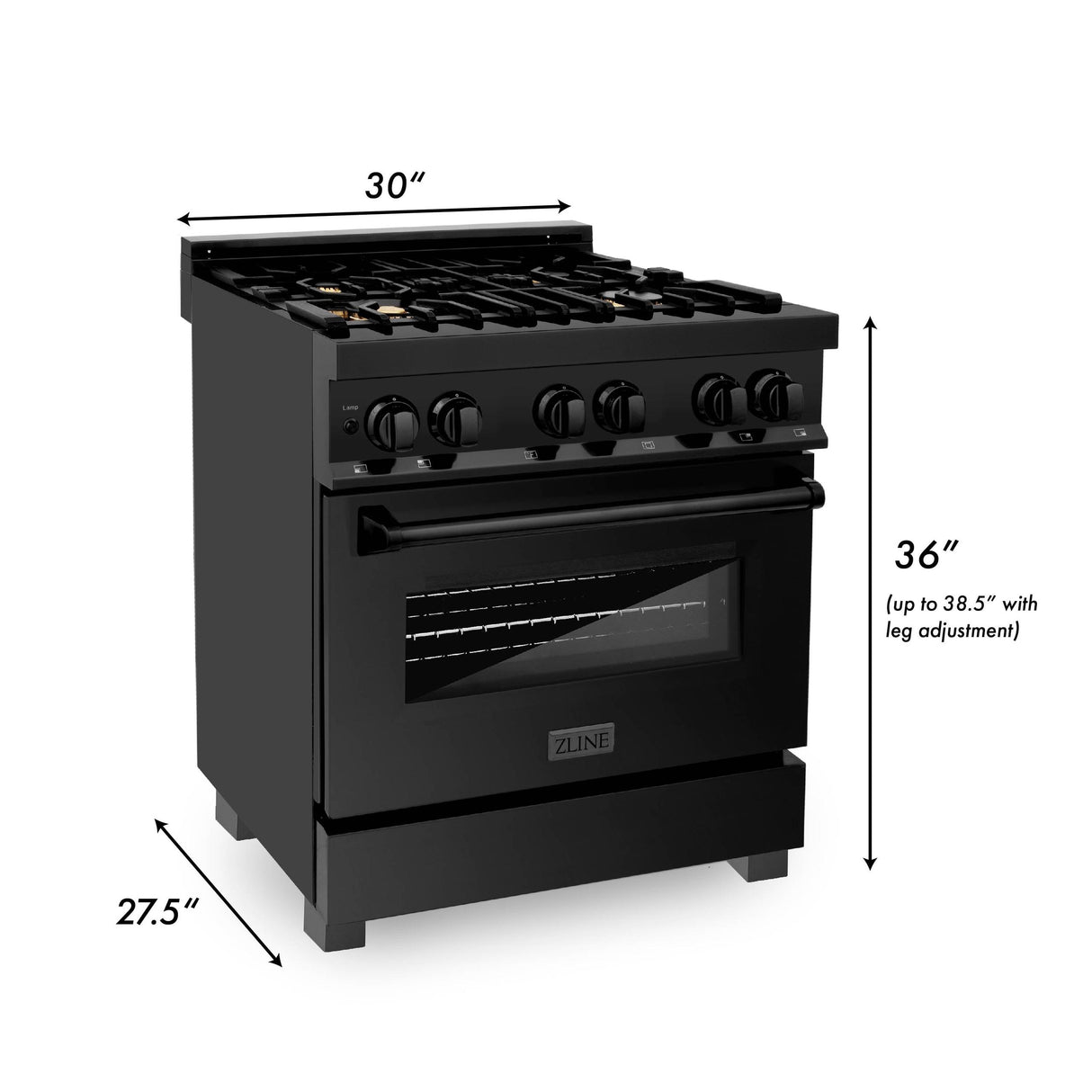 ZLINE 30 in. 4.0 cu. ft. Dual Fuel Range with Gas Stove and Electric Oven in Black Stainless Steel (RAB-BR-30) - (RABBR30)