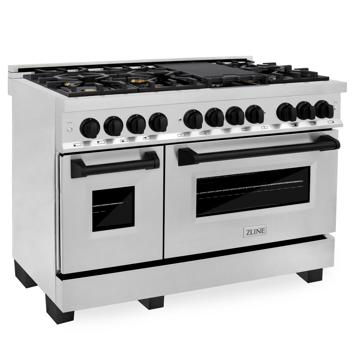 ZLINE Autograph Edition 48" 6.0 cu. ft. Dual Fuel Range with Gas Stove and Electric Oven in Stainless Steel with Accents (RAZ-48) [Color: Matte Black] - (RAZ48MB)