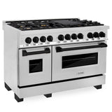 ZLINE Autograph Edition 48" 6.0 cu. ft. Dual Fuel Range with Gas Stove and Electric Oven in Stainless Steel with Accents (RAZ-48) [Color: Matte Black] - (RAZ48MB)