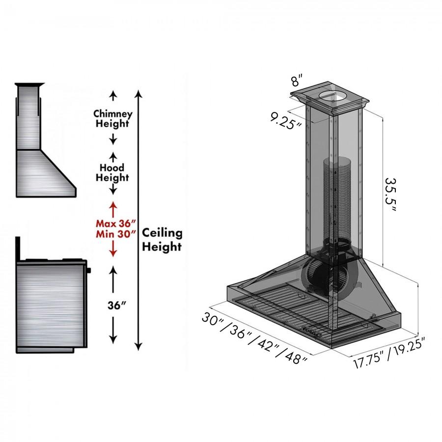 ZLINE Convertible Vent Designer Series Wall Mount Range Hood (KB2-HBXXX) - (KB2HBXXX36)