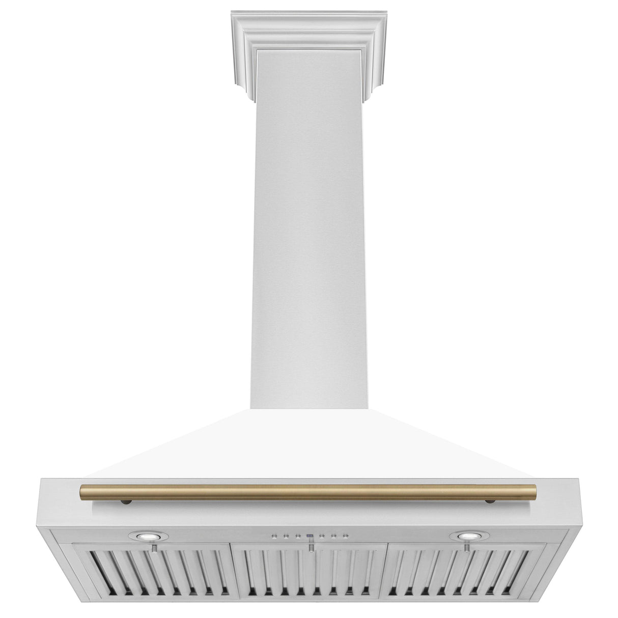 ZLINE 36 in. Autograph Edition Convertible Stainless Steel Range Hood with White Matte Shell (KB4STZ-WM36) [Color: Champagne Bronze Accents] - (KB4STZWM36CB)