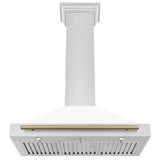 ZLINE 36 in. Autograph Edition Convertible Stainless Steel Range Hood with White Matte Shell (KB4STZ-WM36) [Color: Champagne Bronze Accents] - (KB4STZWM36CB)