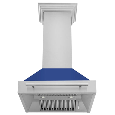 ZLINE 30 in. Stainless Steel Range Hood with Colored Shell Options and Stainless Steel Handle (8654STX-30) [Color: Blue Matte] - (8654STXBM30)