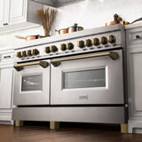 ZLINE Autograph Edition 60" 7.4 cu. ft. Dual Fuel Range with Gas Stove and Electric Oven in Stainless Steel with Accents (RAZ-60) [Color: Gold] - (RAZ60G)