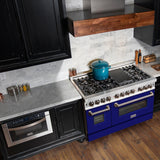 ZLINE 48 in. Dual Fuel Range with Gas Stove and Electric Oven in Stainless Steel (RA48) [Color: Blue Matte] - (RABM48)