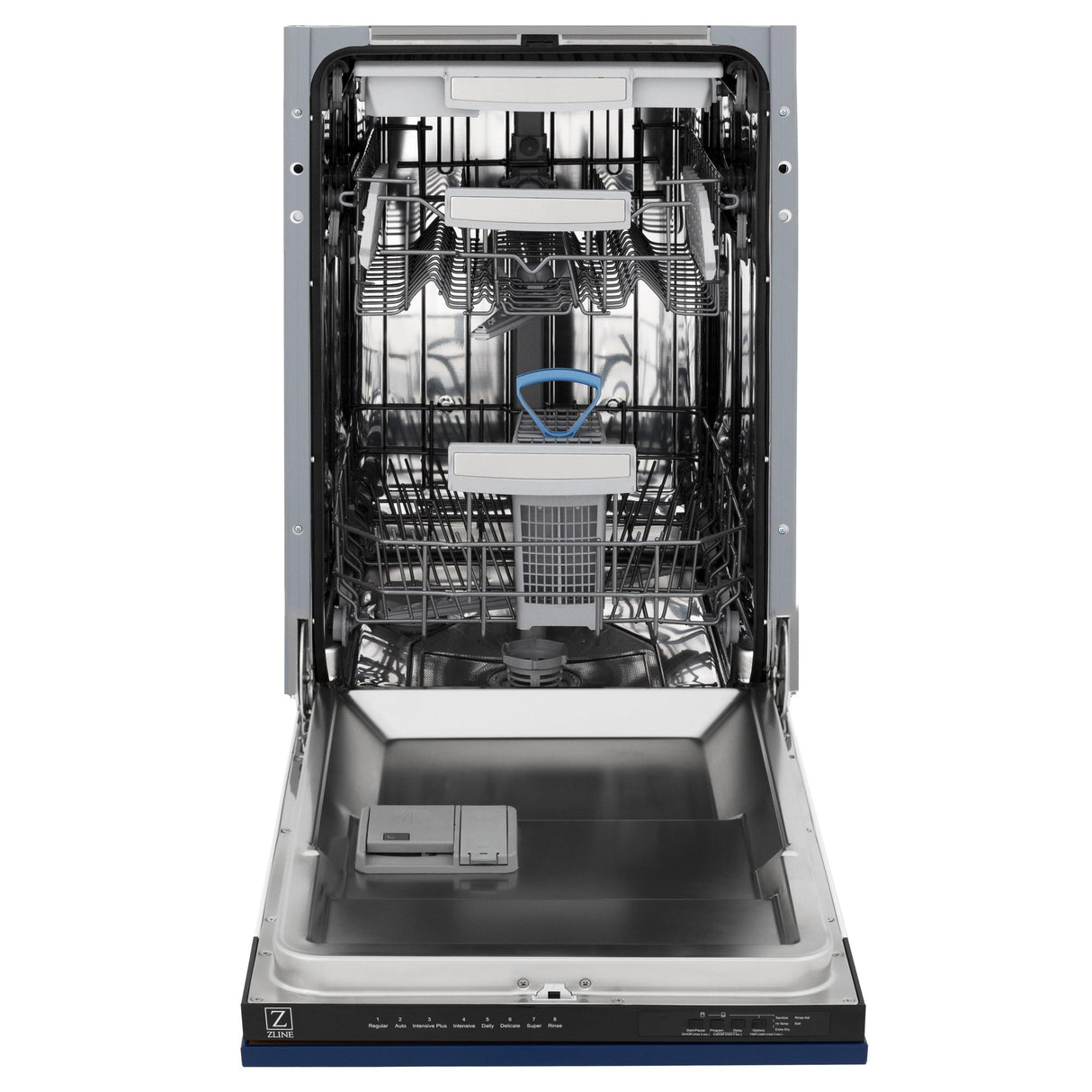 ZLINE 18" Tallac Series 3rd Rack Top Control Dishwasher with Traditional Handle, 51dBa [Color: Blue Gloss] - (DWVBG18)