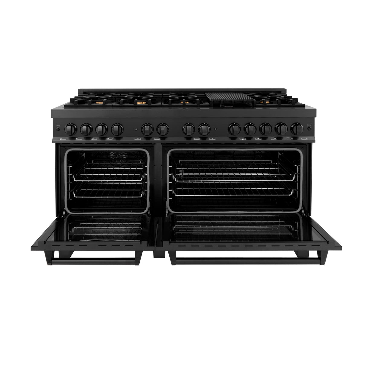 ZLINE 60 in. 7.4 cu. ft. Dual Fuel Range with Gas Stove and Electric Oven in Black Stainless Steel with Brass Burners (RAB-60) - (RAB60)