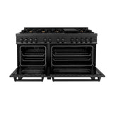 ZLINE 60 in. 7.4 cu. ft. Dual Fuel Range with Gas Stove and Electric Oven in Black Stainless Steel with Brass Burners (RAB-60) - (RAB60)