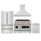 ZLINE 48" Autograph Edition Kitchen Package with Stainless Steel Dual Fuel Range, Range Hood, Dishwasher and Refrigeration with Champagne Bronze Accents (4KAPR-RARHDWM48-CB) - (4KAPRRARHDWM48CB)