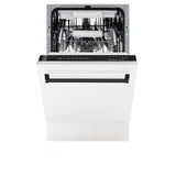 ZLINE Autograph Edition 18" Compact 3rd Rack Top Control Dishwasher in White Matte with Matte Black Handle, 51dBa (DWVZ-WM-18-MB) - (DWVZWM18MB)