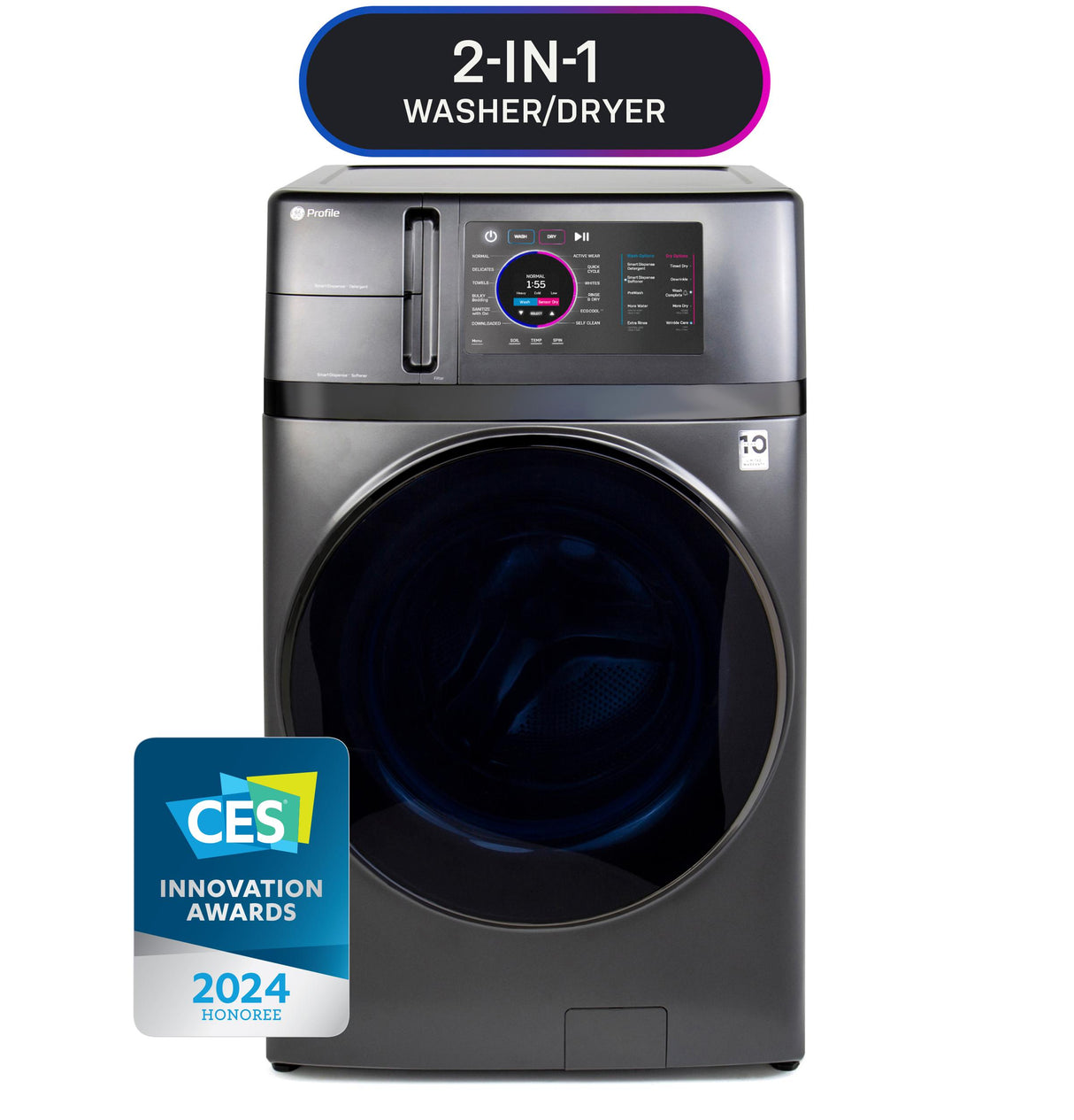 GE Profile(TM) ENERGY STAR(R) 4.8 cu. ft. Capacity UltraFast Combo with Ventless Inverter Heat Pump Technology Washer/Dryer - (PFQ97HSPVDS)