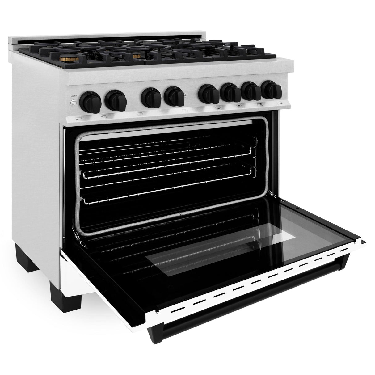 ZLINE Autograph Edition 36" 4.6 cu. ft. Dual Fuel Range with Gas Stove and Electric Oven in DuraSnow Stainless Steel with White Matte Door and Accents (RASZ-WM-36) [Color: Matte Black] - (RASZWM36MB)