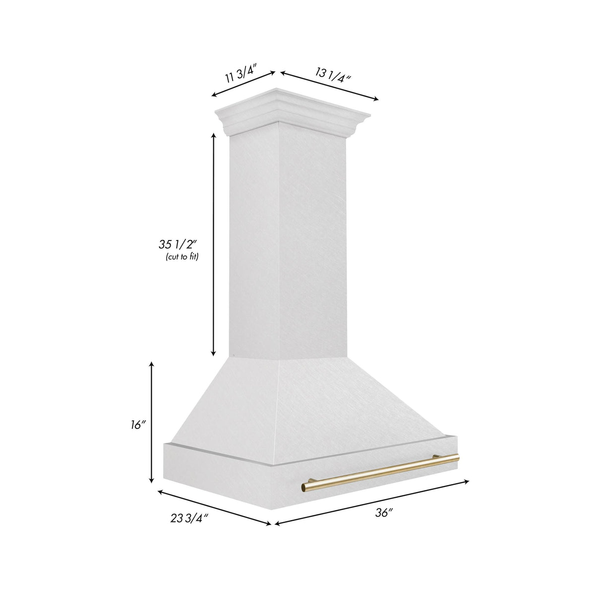 36 in. ZLINE Autograph Edition DuraSnow Stainless Steel Range Hood with Stainless Steel Shell and Colored Handle (8654SNZ-36) [Color: Gold] - (8654SNZ36G)