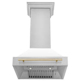 ZLINE 30 in. Autograph Edition Stainless Steel Range Hood with White Matte Shell and Accents (8654STZ-WM30) [Color: Gold] - (8654STZWM30G)