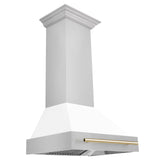 ZLINE 30 in. Autograph Edition Stainless Steel Range Hood with White Matte Shell and Accents (8654STZ-WM30) [Color: Gold] - (8654STZWM30G)