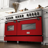 ZLINE 60 in. 7.4 cu. ft. Dual Fuel Range with Gas Stove and Electric Oven in Stainless Steel with Color Options (RA60) [Color: Red Gloss] - (RARG60)