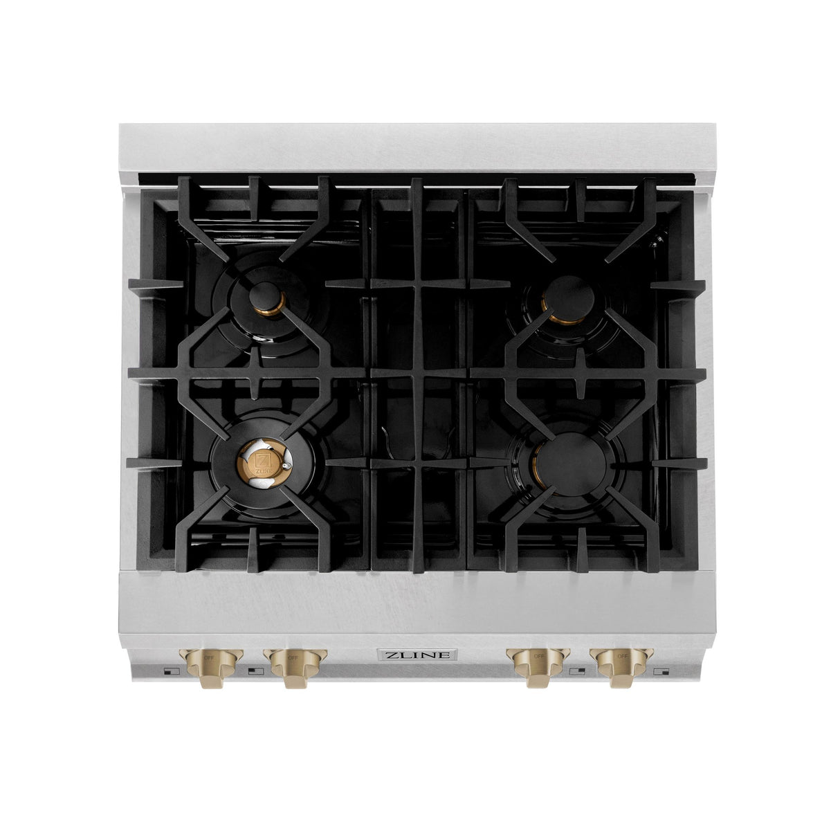 ZLINE Autograph Edition 30" Porcelain Rangetop with 4 Gas Burners in Fingerprint Resistant Stainless Steel and Champagne Bronze Accents (RTSZ-30-CB) [Color: Champagne Bronze Accents] - (RTSZ30CB)