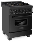 ZLINE 24 in. Professional Dual Fuel Range in Black Stainless Steel (RAB-BR-24) - (RABBR24)