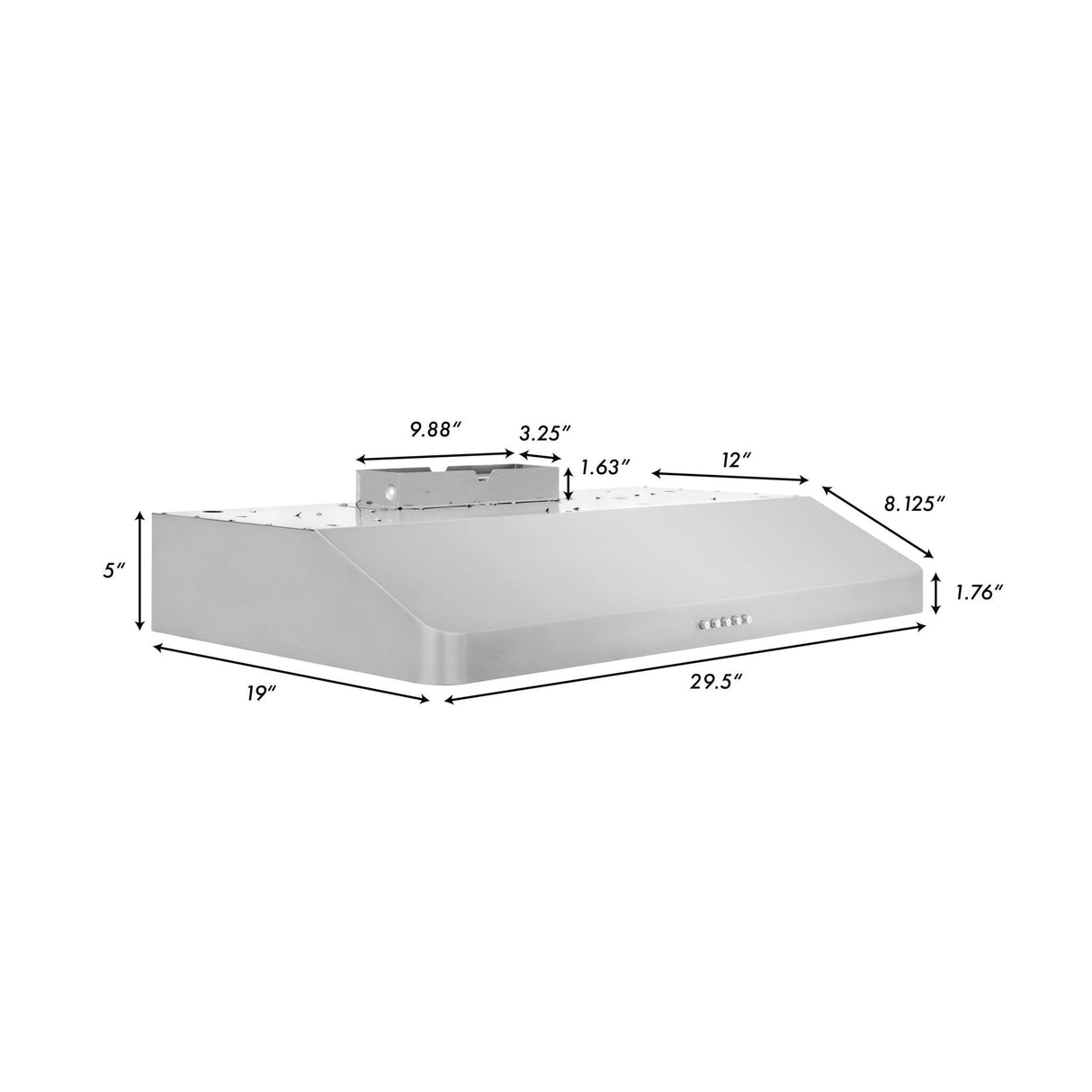 ZLINE 400 CFM Ducted Under Cabinet Range Hood in Stainless Steel - Hardwired Power (617) - (61730)