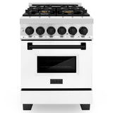 ZLINE Autograph Edition 24" 2.8 cu. ft. Dual Fuel Range with Gas Stove and Electric Oven in Stainless Steel with White Matte Door and Accents (RAZ-WM-24) [Color: Matte Black] - (RAZWM24MB)