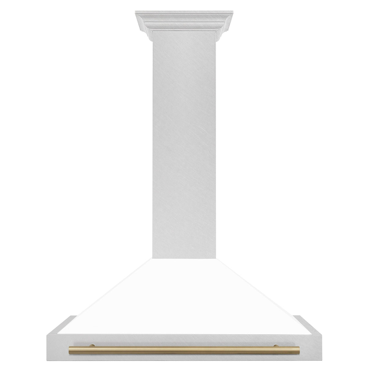 ZLINE 36 in. Autograph Edition Convertible Fingerprint Resistant DuraSnow' Stainless Steel Range Hood with White Matte Shell and Champagne Bronze Handle (KB4SNZ-WM36-CB) [Color: Champagne Bronze Accents] - (KB4SNZWM36CB)