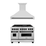 ZLINE 48" Autograph Edition Kitchen Package with Stainless Steel Dual Fuel Range and Range Hood with Matte Black Accents (2AKP-RARH48-MB) - (2AKPRARH48MB)