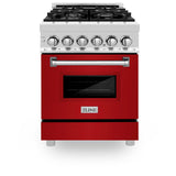 ZLINE 24 in. Professional Dual Fuel Range with Color Door Options (RA24) [Color: Red Gloss] - (RARG24)