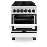 ZLINE Autograph Edition 24" 2.8 cu. ft. Dual Fuel Range with Gas Stove and Electric Oven in Stainless Steel with White Matte Door and Accents (RAZ-WM-24) [Color: Matte Black] - (RAZWM24MB)