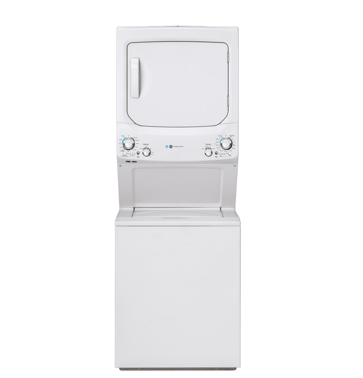 GE Unitized Spacemaker(R) ENERGY STAR(R) 3.9 cu. ft. Capacity Washer with Stainless Steel Basket and 5.9 cu. ft. Capacity Gas Dryer - (GUD27GESNWW)