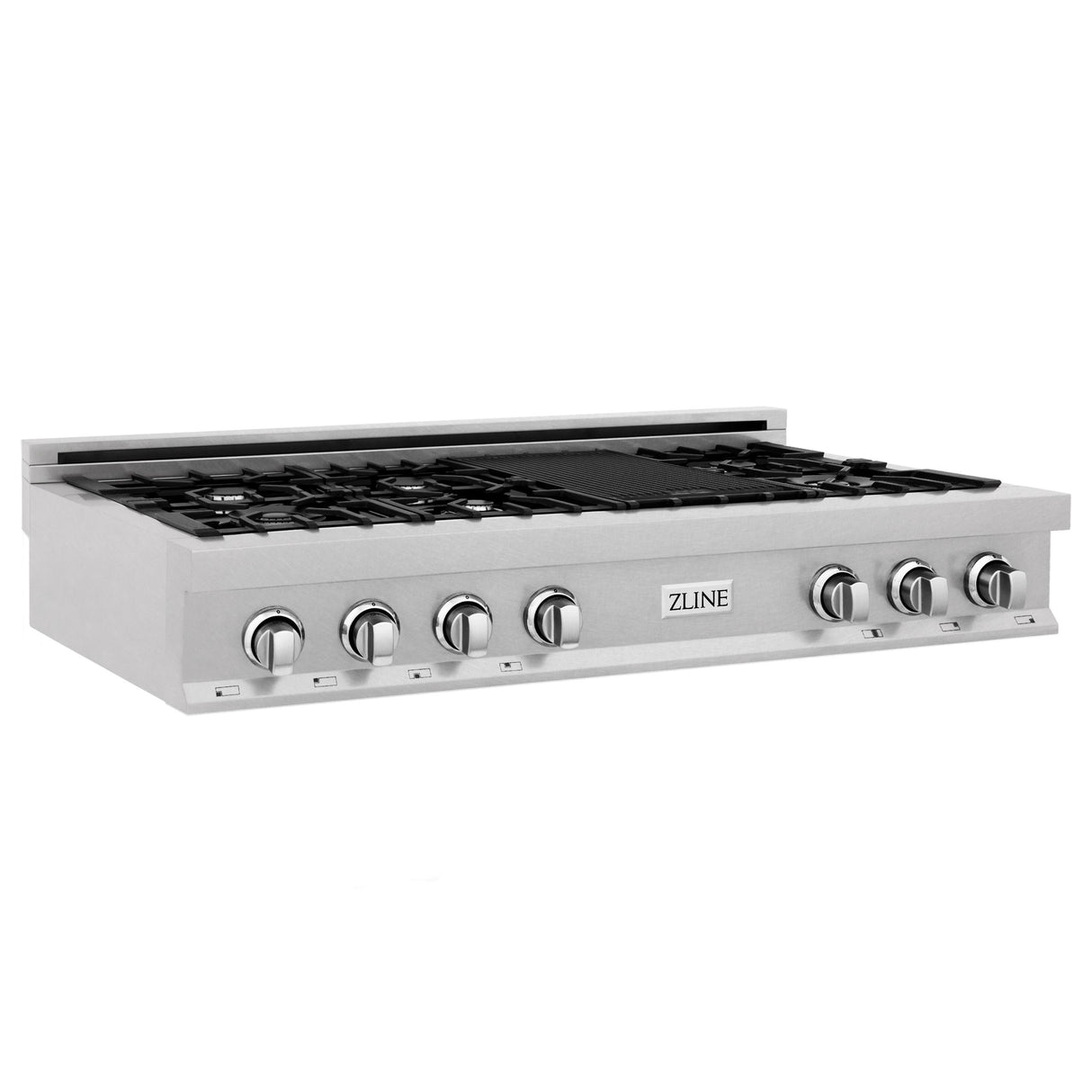 ZLINE 48" Porcelain Gas Stovetop in Fingerprint Resistant Stainless Steel with 7 Gas Burners and Griddle (RTS-48) [Color: DuraSnow Stainless Steel] - (RTS48)