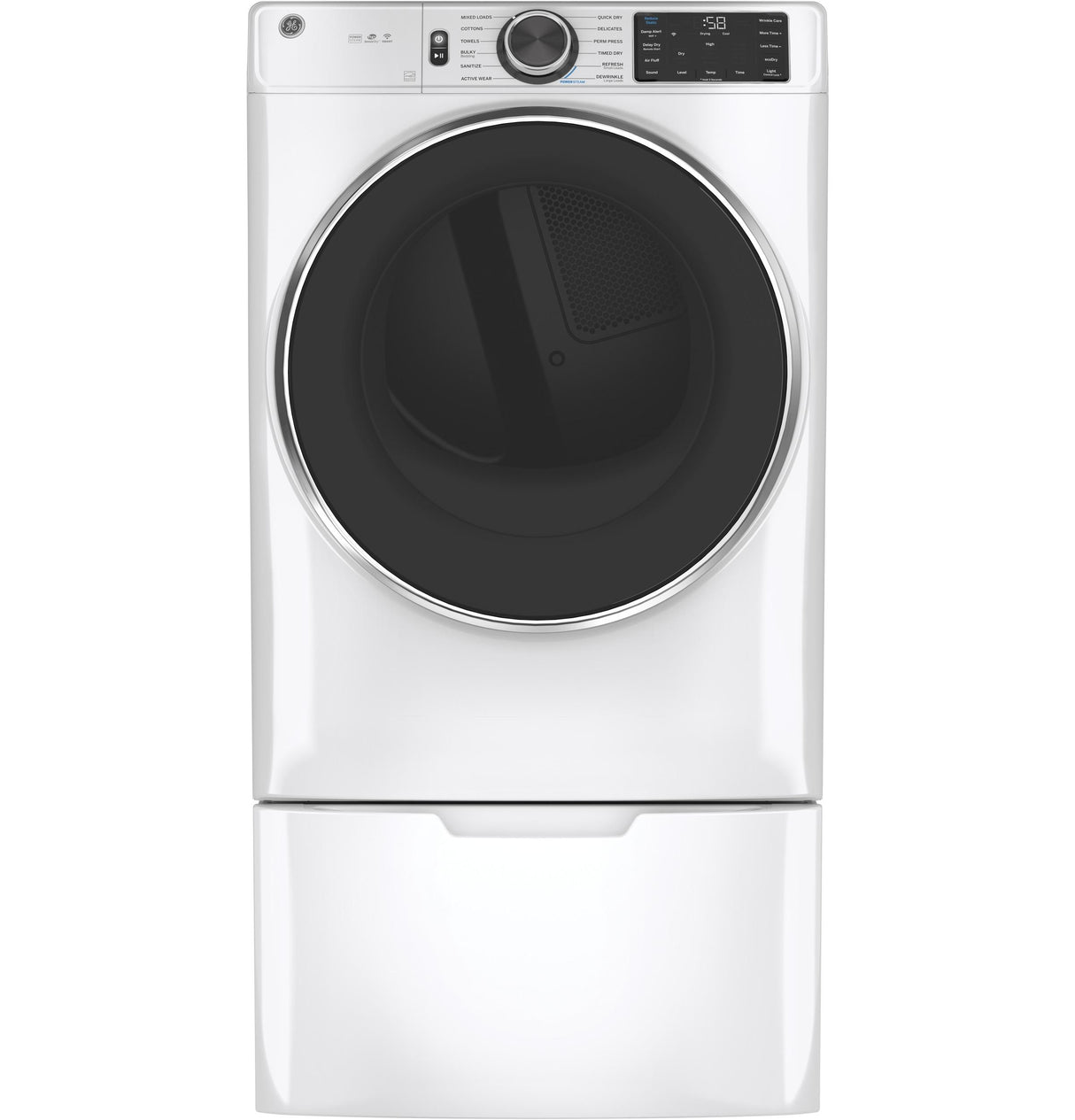 GE(R) ENERGY STAR(R) 7.8 cu. ft. Capacity Smart Front Load Electric Dryer with Steam and Sanitize Cycle - (GFD65ESSNWW)