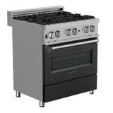 ZLINE 30 in. 4.0 cu. ft. Dual Fuel Range with Gas Stove and Electric Oven in All DuraSnow Stainless Steel with Color Door Options (RAS-SN-30) [Color: Black Matte] - (RASBLM30)