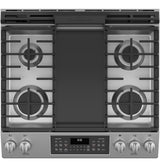 GE(R) 30" Slide-In Front Control Gas Double Oven Range - (JGSS86SPSS)