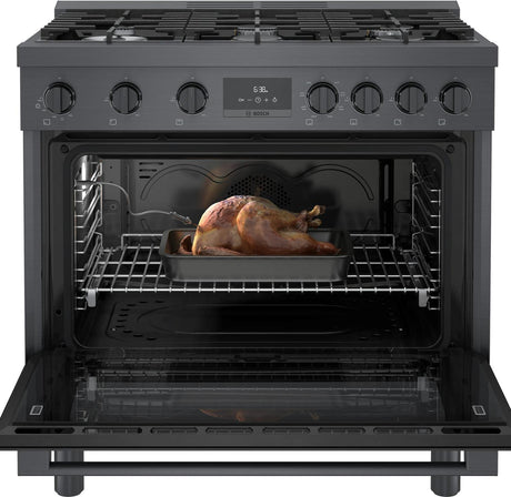 800 Series Dual Fuel Freestanding Range 36" Black Stainless Steel - (HDS8645U)