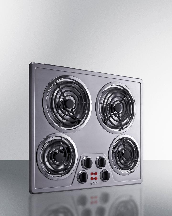 24" Wide 240v 4-burner Coil Cooktop - (CR4SS24)