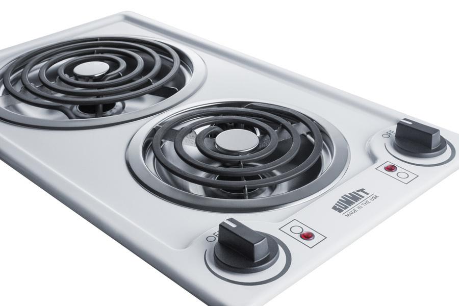 12" Wide 230v 2-burner Coil Cooktop - (CCE225WH)