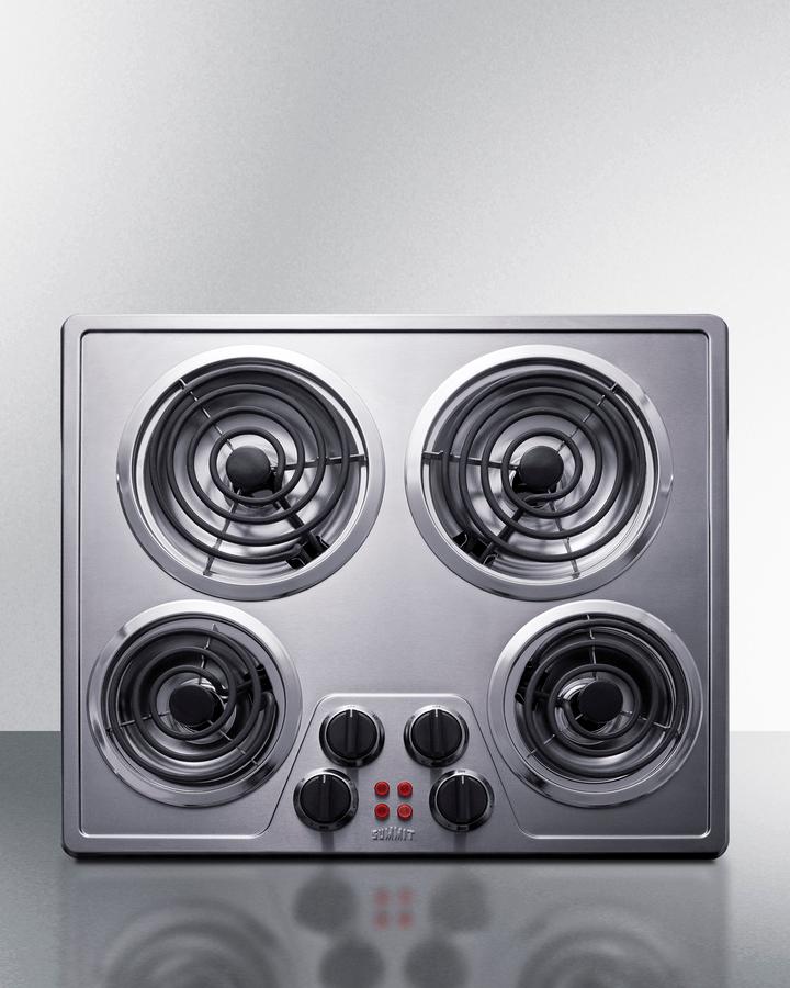 24" Wide 240v 4-burner Coil Cooktop - (CR4SS24)