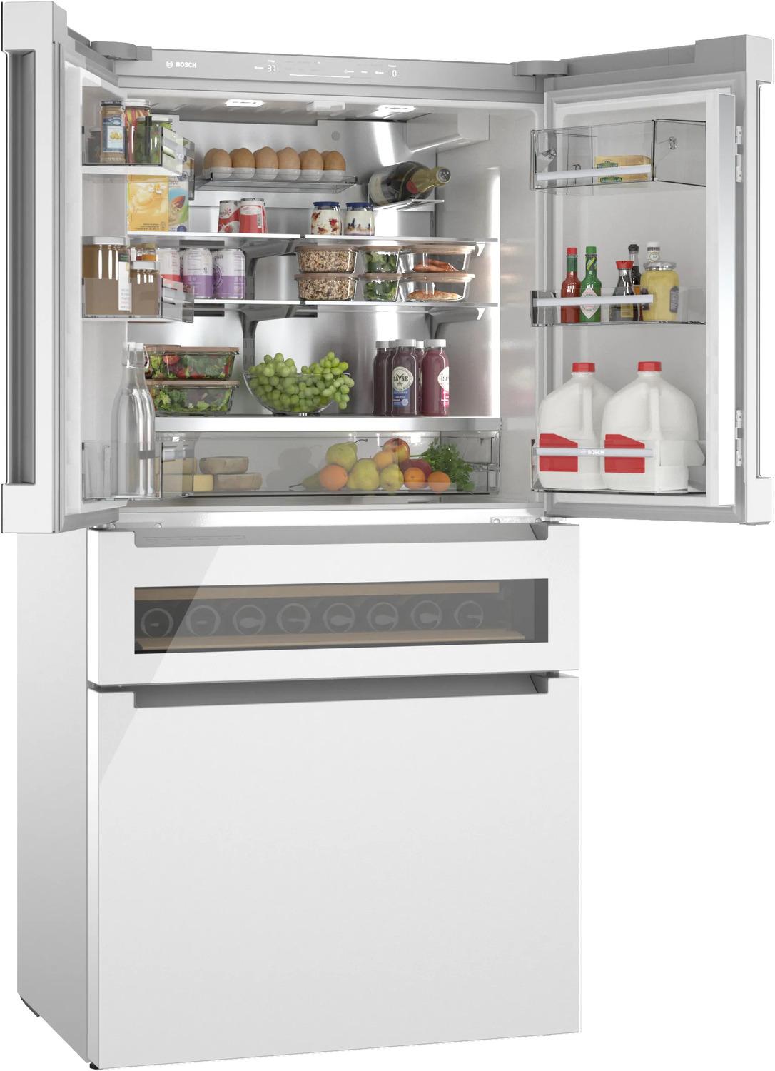 800 Series French Door Bottom Mount Refrigerator, Glass door 36" White - (B36CL81ENW)