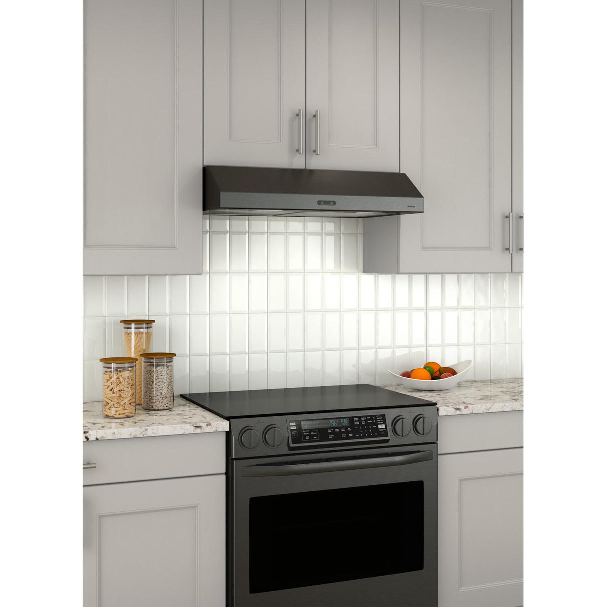 Broan(R) Glacier 30-Inch Convertible Under-Cabinet Range Hood, 375 Max Blower CFM, Black Stainless Steel - (BCDF130BLS)