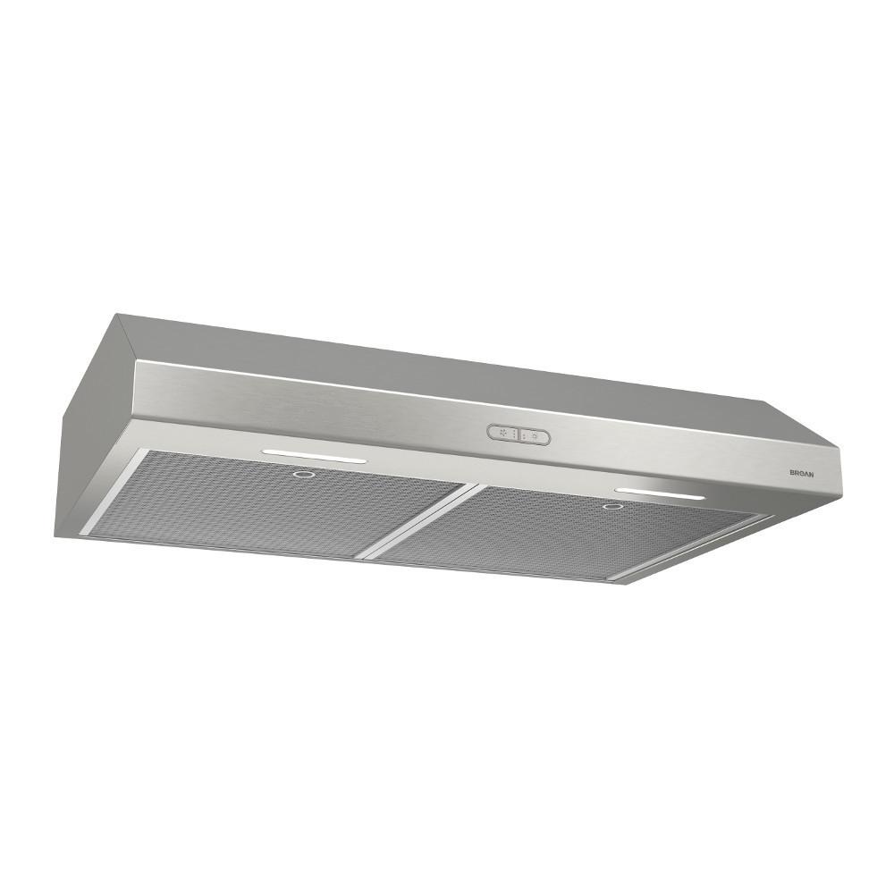 Broan(R) Glacier 30-Inch Convertible Under-Cabinet Range Hood, 375 Max Blower CFM, Stainless Steel - (BCDF130SS)