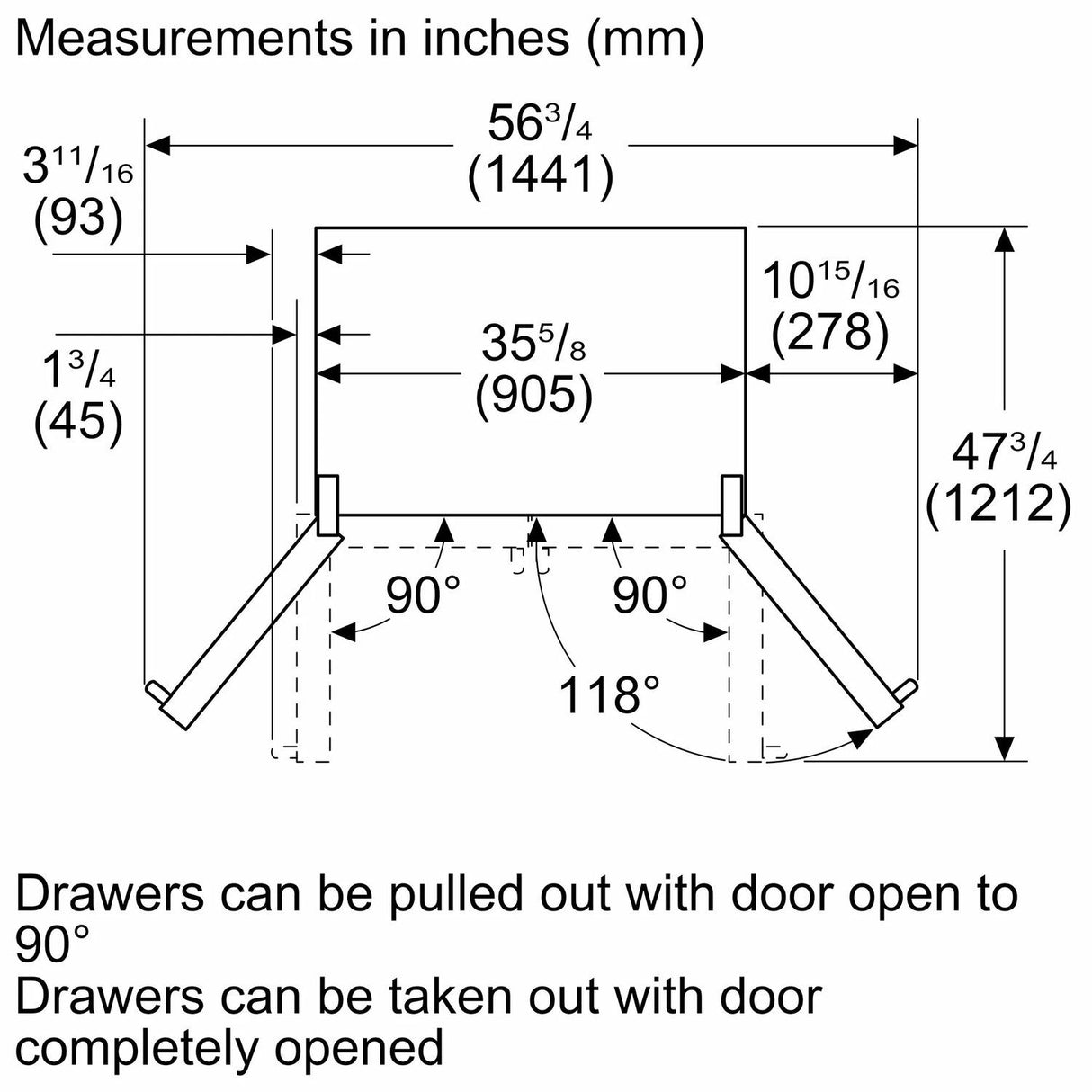 500 Series French Door Bottom Mount Refrigerator 36" Stainless steel (with anti-fingerprint) - (B36FD50SNS)