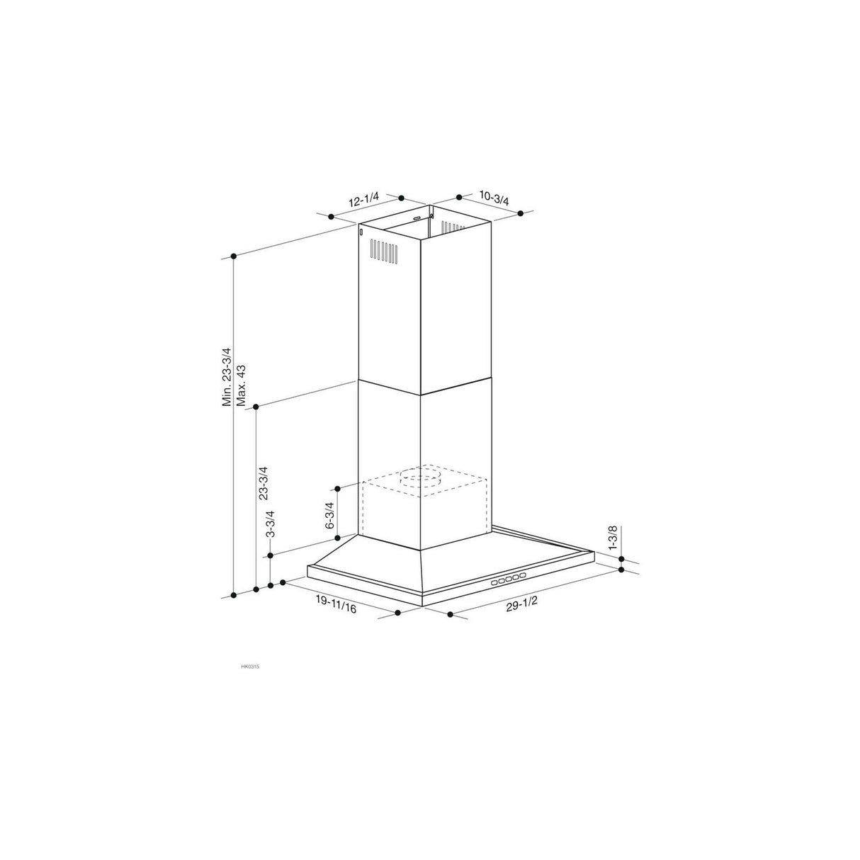 Broan(R) 30-Inch Convertible Wall-Mount Low Profile Pyramidal Chimney Range Hood, 450 Max CFM, Stainless Steel - (BWS1304SS)