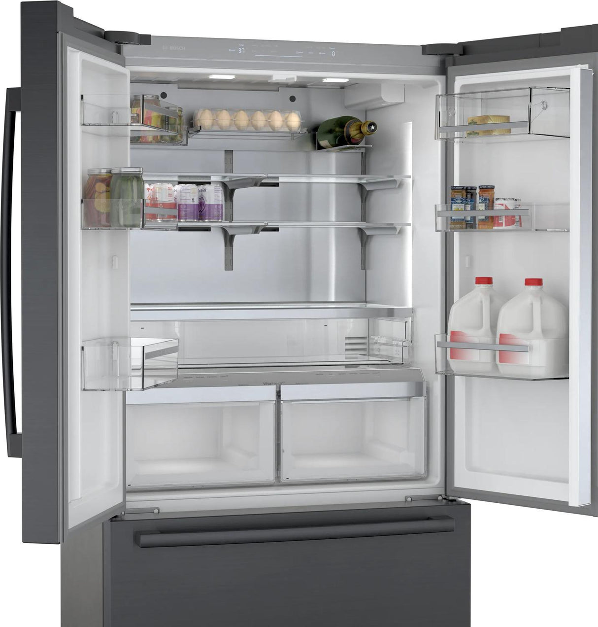 800 Series French Door Bottom Mount Refrigerator 36" Black Stainless Steel - (B36CT80SNB)