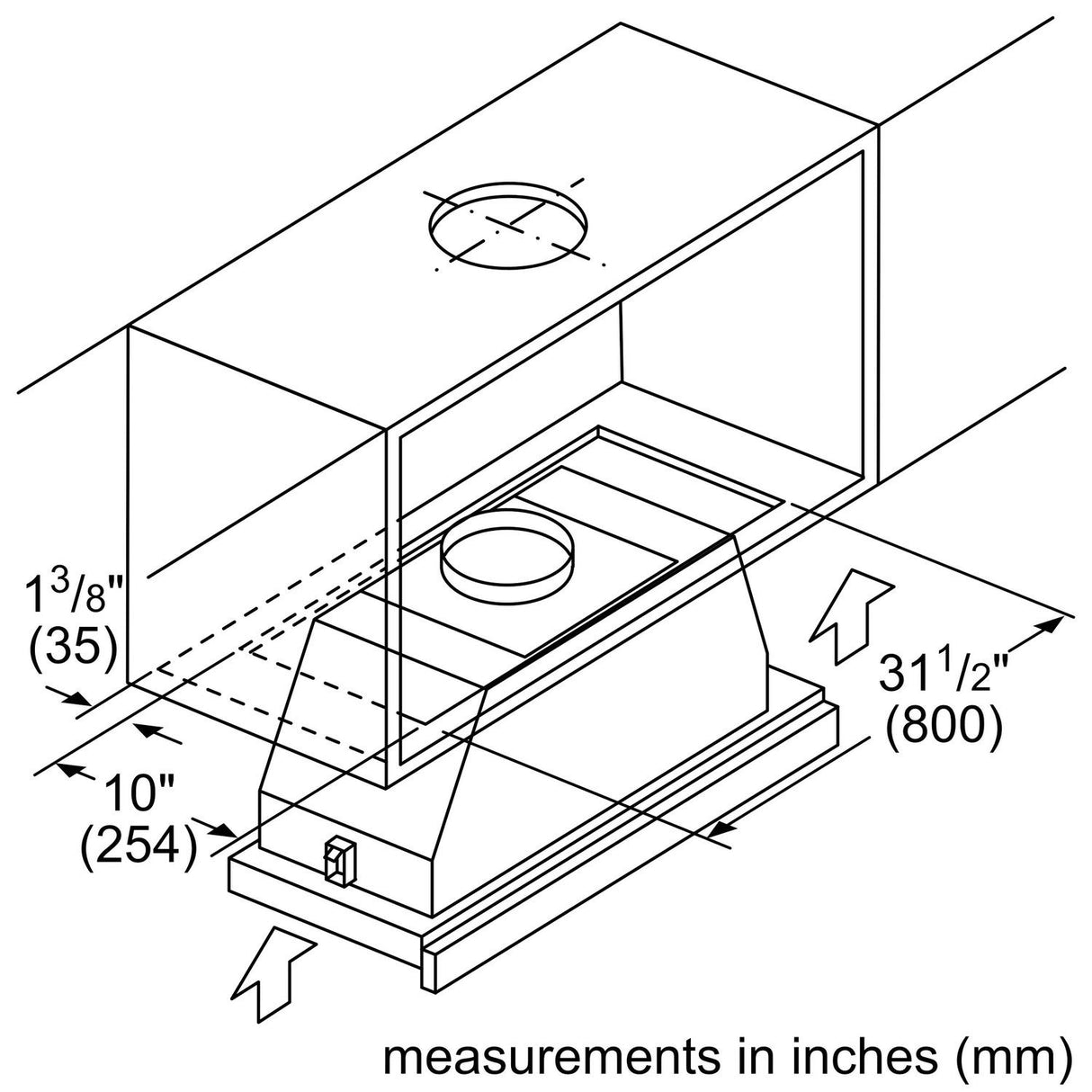 500 Series, 36" Pull-out Hood S/S - (HUI56551UC)